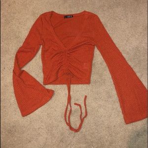 NEW Shein Rust-Orange Bell Sleeved Top